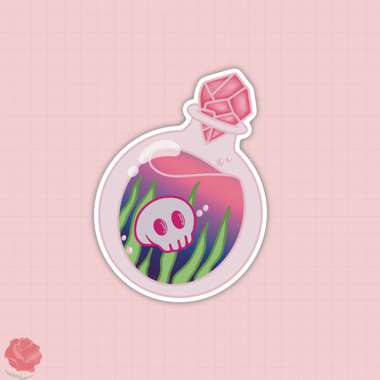 pink skull potion sticker
