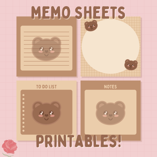 printable bear memo sheets!