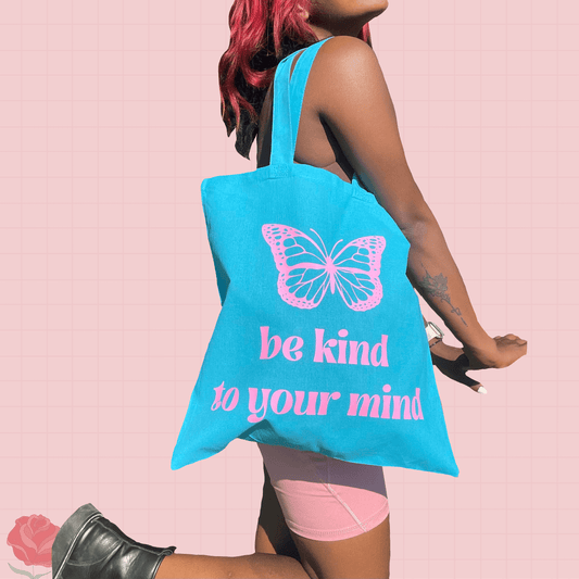 be kind to your mind tote bags