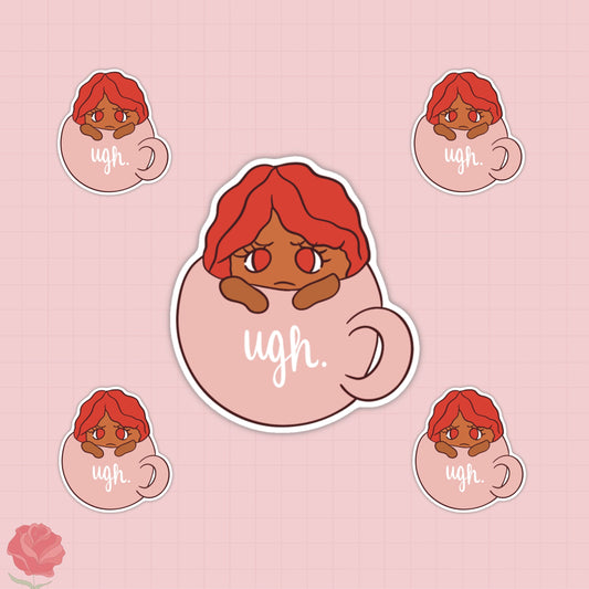 ugh tea girl sticker