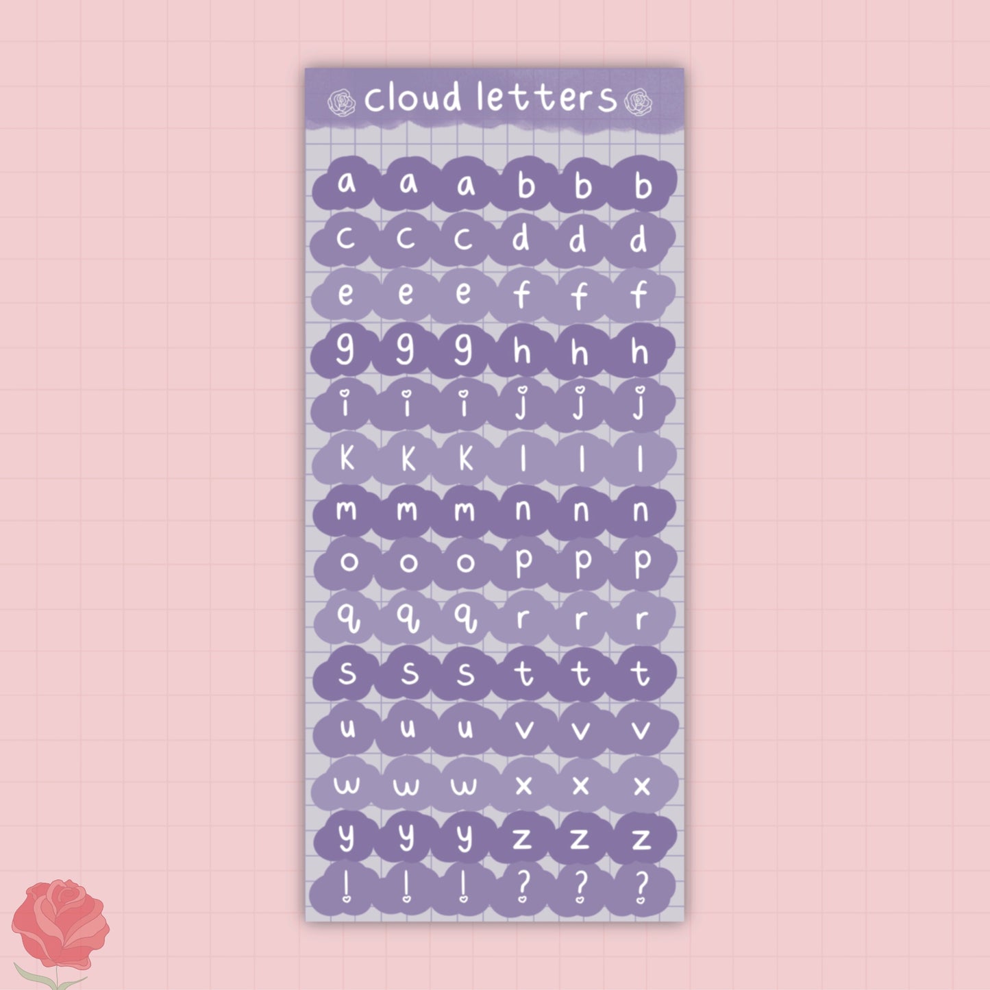 cloud letter sticker sheet