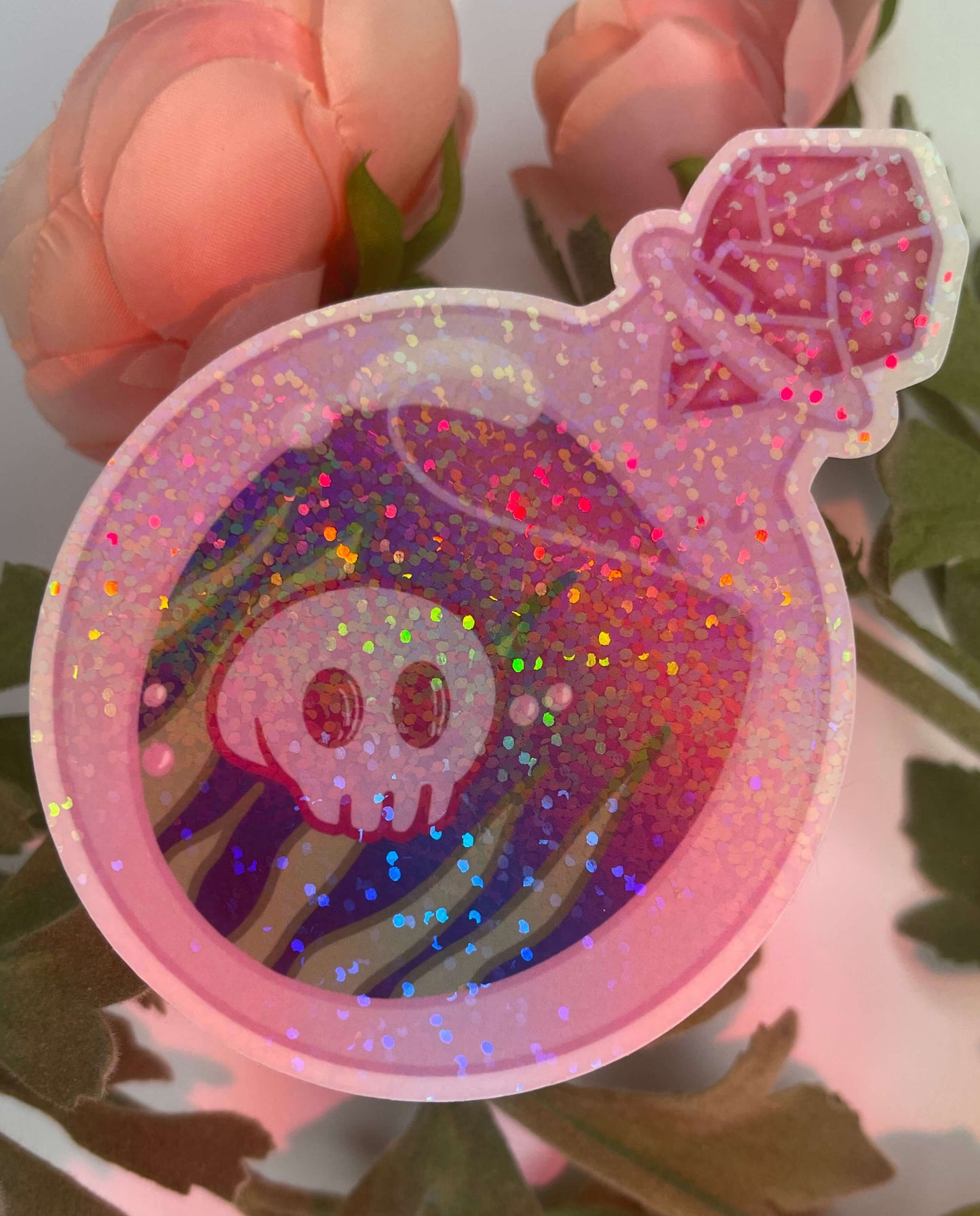 pink skull potion sticker