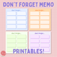 printable don't forget memo sheets