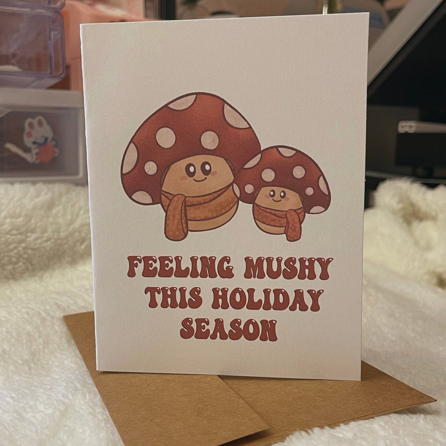 mushroom holiday card