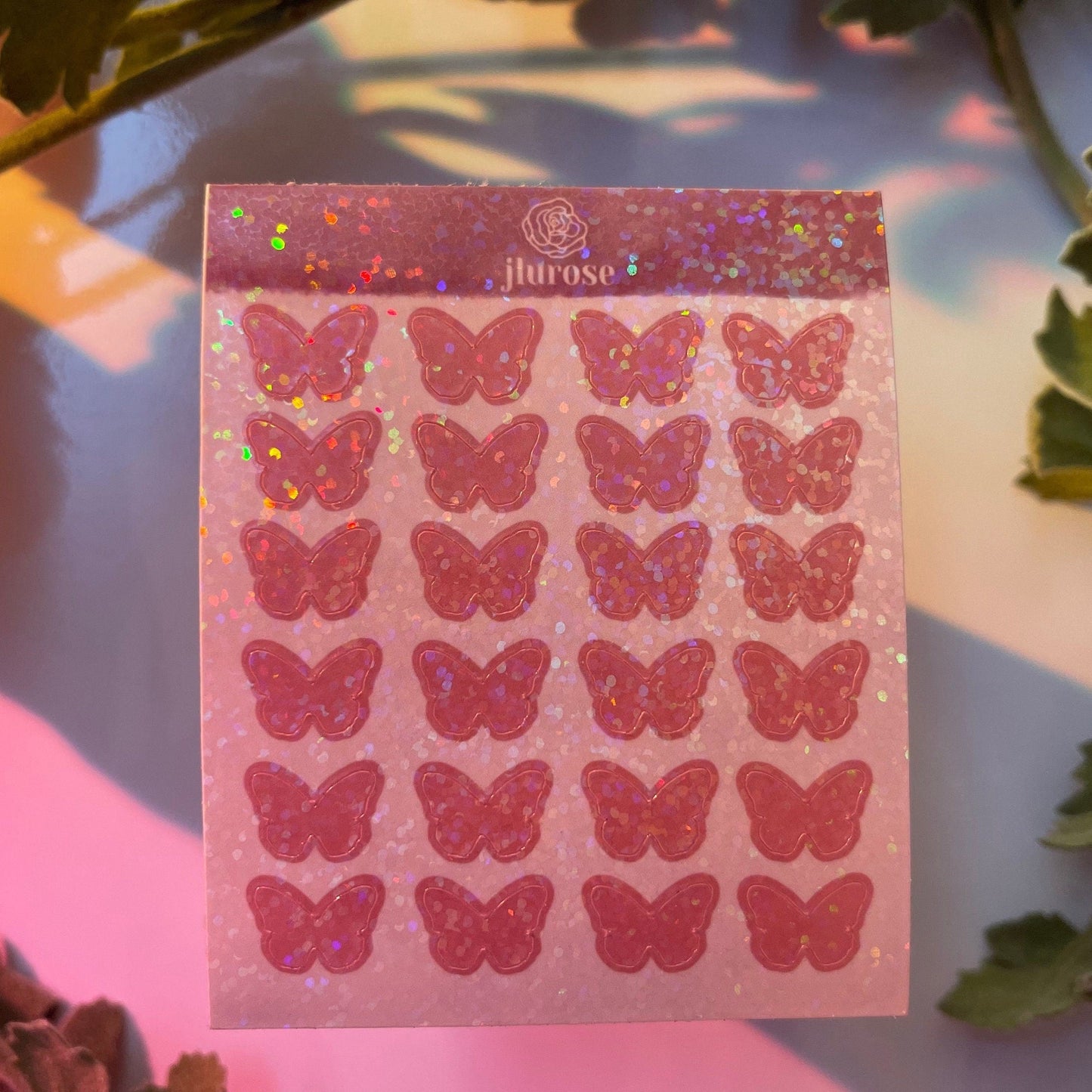 holographic butterfly sticker sheet