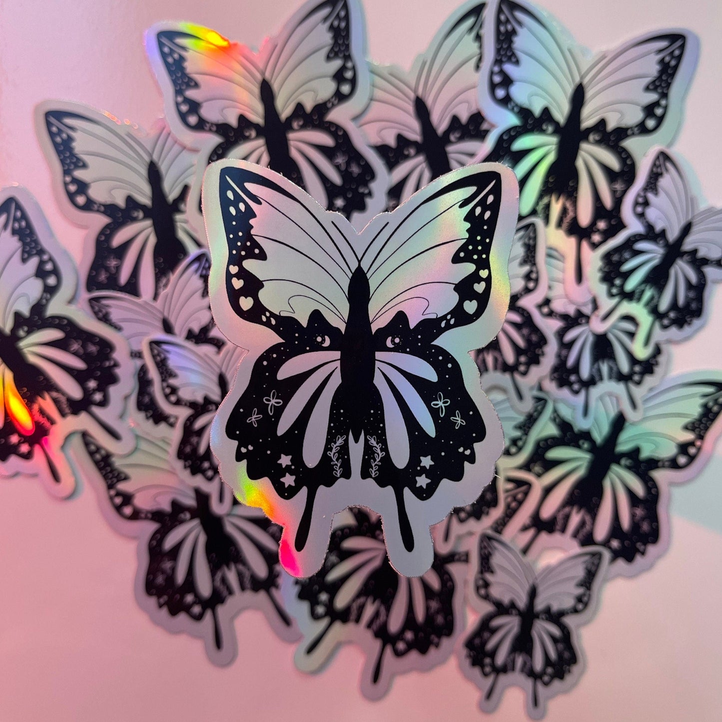 holographic butterfly sticker