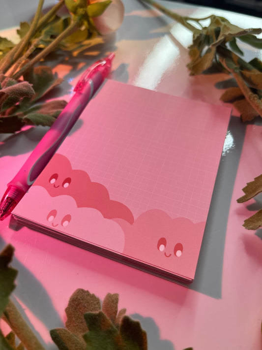 pink grid cloud memo pad